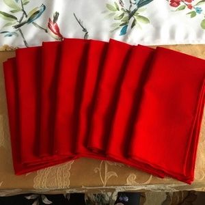 Set of 8 Cloth Red Linen Dinner Napkins